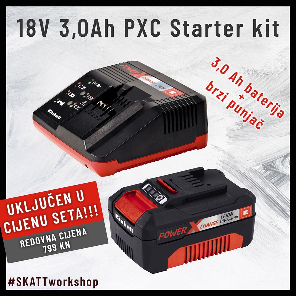 Einhell Power X-Change 18V Li-ion baterija 3.0Ah uz brusilicu