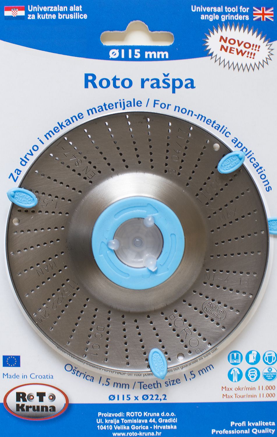 Roto rašpa 115 1.5 Z Roto Kruna alat za kutnu brusilicu Roto rašpa promjer 115mm zubi veličine 1.5mm