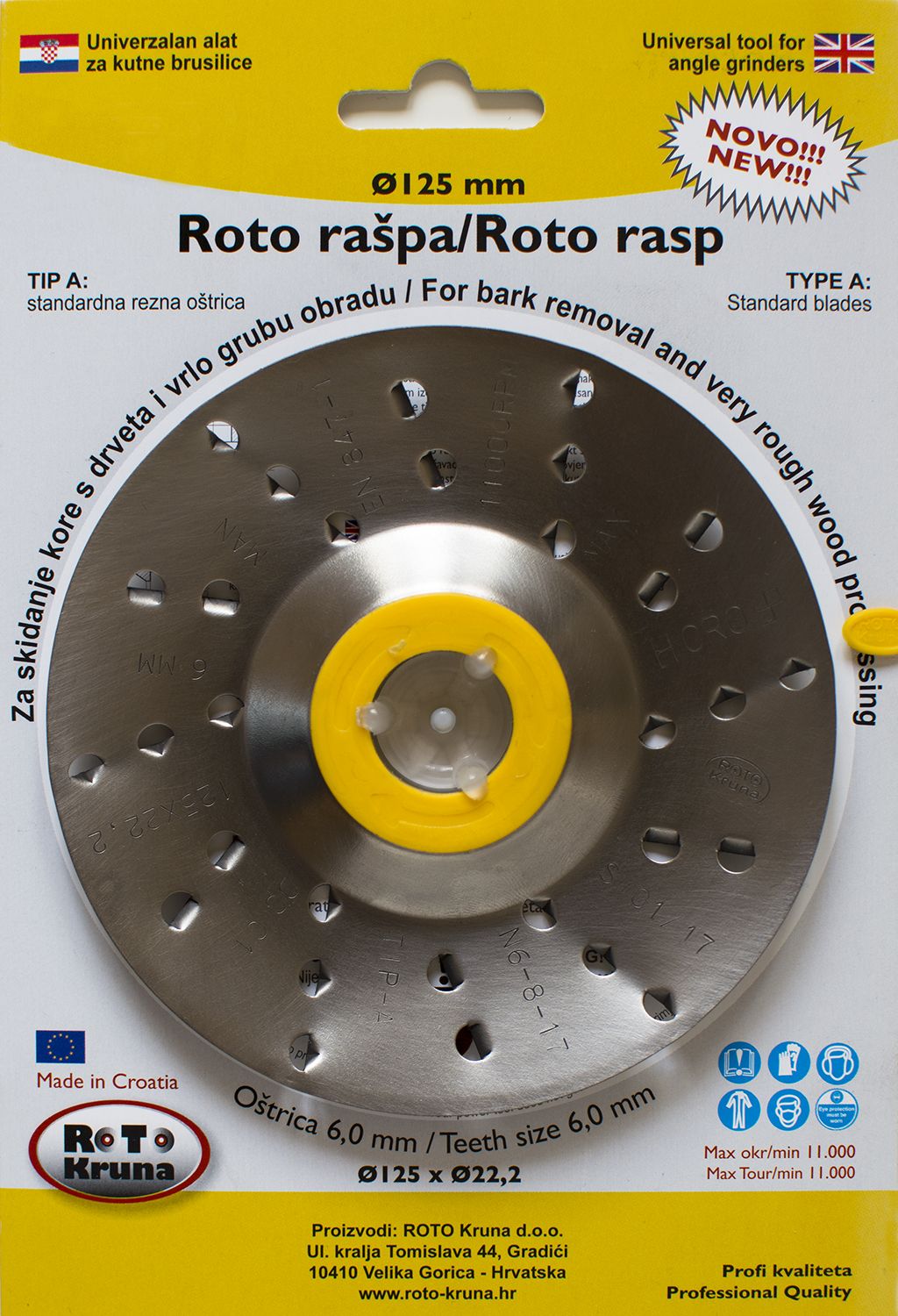 Roto rašpa 125 6.0 Z Roto Kruna alat za kutnu brusilicu Roto rašpa promjer 125mm zubi veličine 6mm